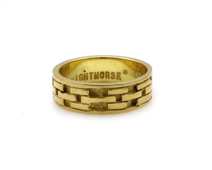 Rings Ben Nighthorse Brick Wedding Band Gold