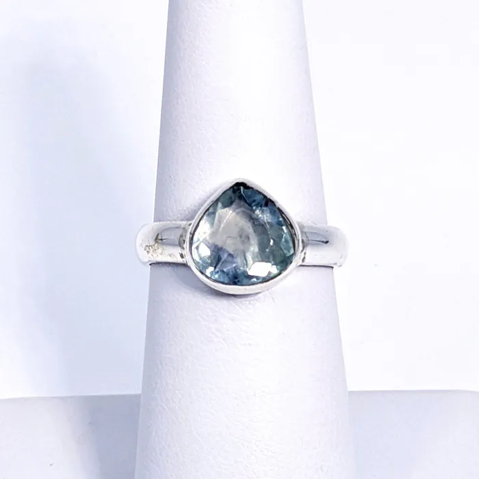 Rings Bliss Crystals Blue Fluorite Faceted Ring Sz 575 SK9149