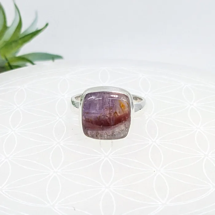 Rings Bliss Crystals Super 7 Sz 8 SS Square Ring LV7045