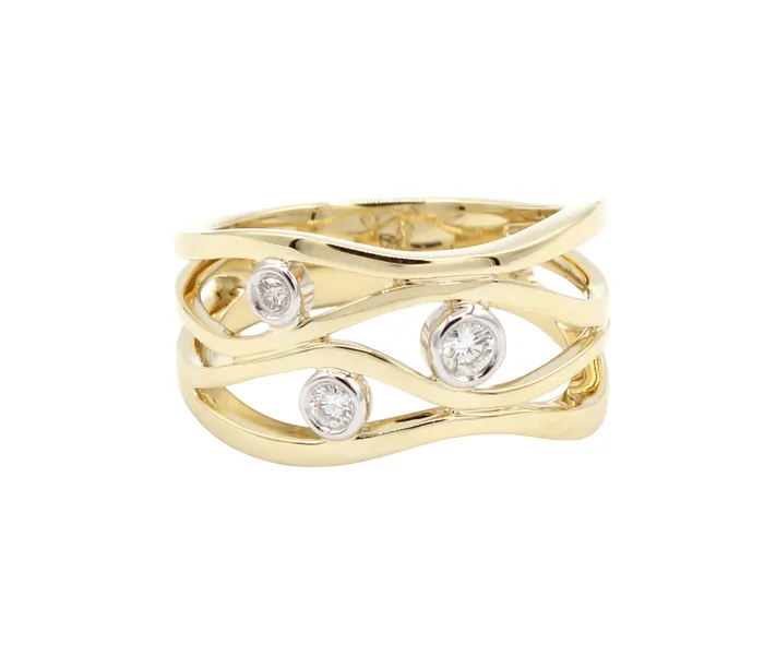 Rings Cherie Dori 14K Gold Wave Ring