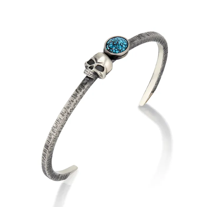 Rings Harlin Jones Silver Skull Kingman Turquoise Cuff