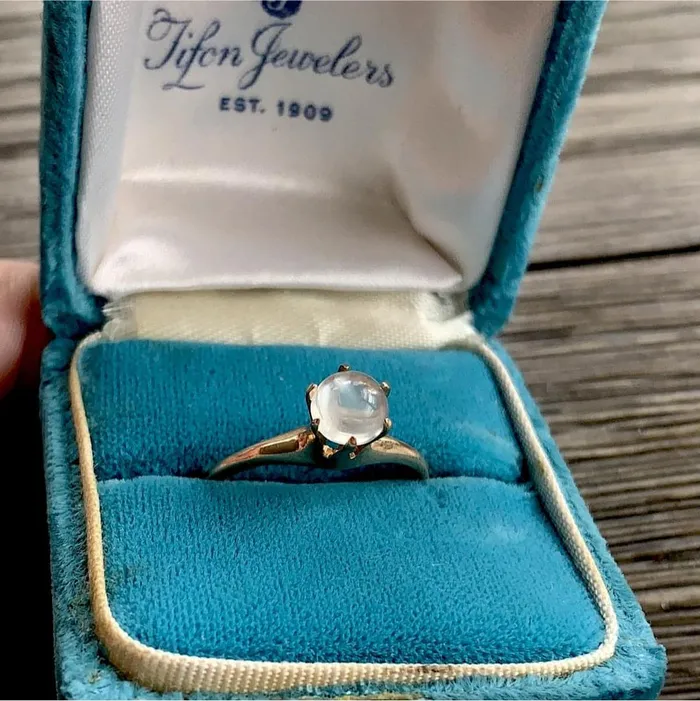 Rings Love Vintage Paris Moonstone Solitaire Ring 14k Gold Antique