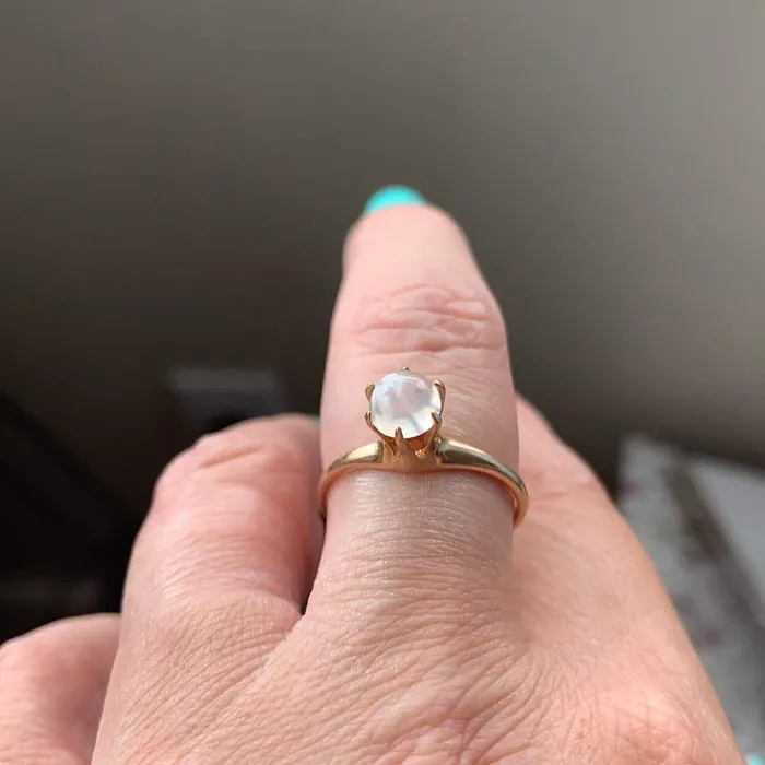 Rings Love Vintage Paris Moonstone Solitaire Ring 14k Gold Antique
