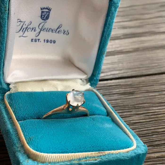 Rings Love Vintage Paris Moonstone Solitaire Ring 14k Gold Antique