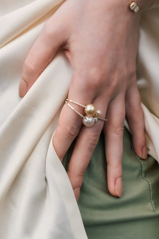 Rings PRMAL Golden Pearl Oval Ring