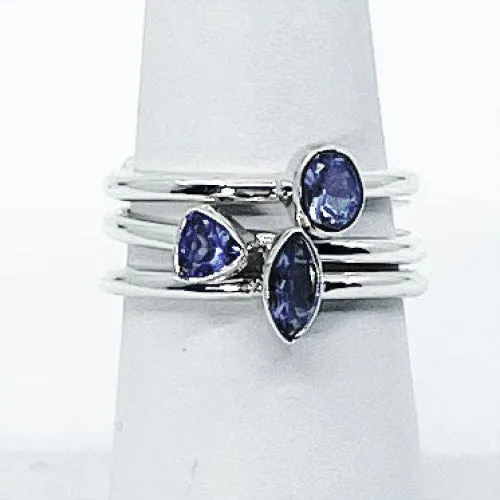 Rings Tanzanite Faceted Sterling Silver Ring Dainty Stackable Style Sizes 3 10 SK6909 Bliss Crystals