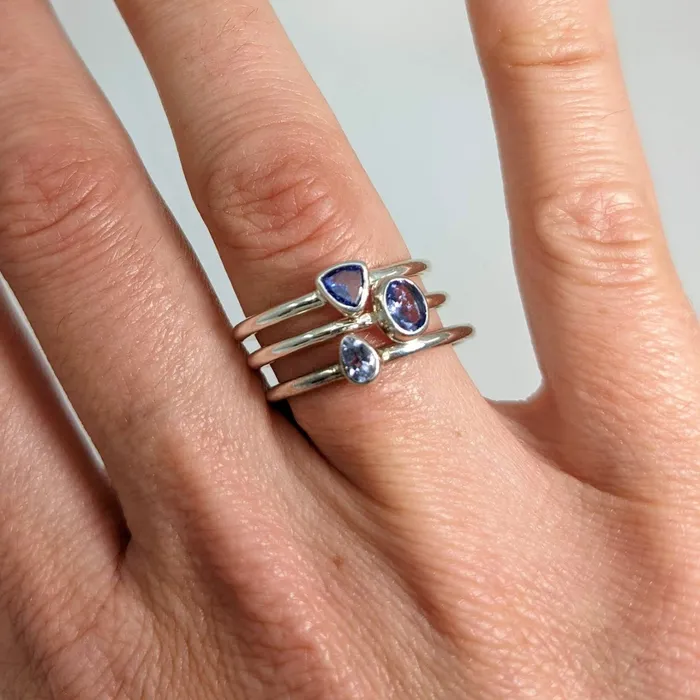 Rings Tanzanite Faceted Sterling Silver Ring Dainty Stackable Style Sizes 3 10 SK6909 Bliss Crystals