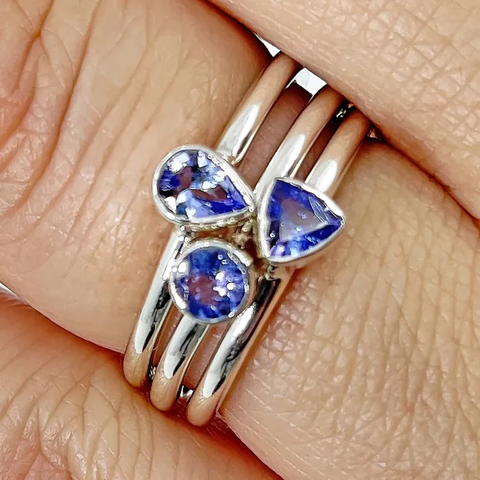 Rings Tanzanite Faceted Sterling Silver Ring Dainty Stackable Style Sizes 3 10 SK6909 Bliss Crystals