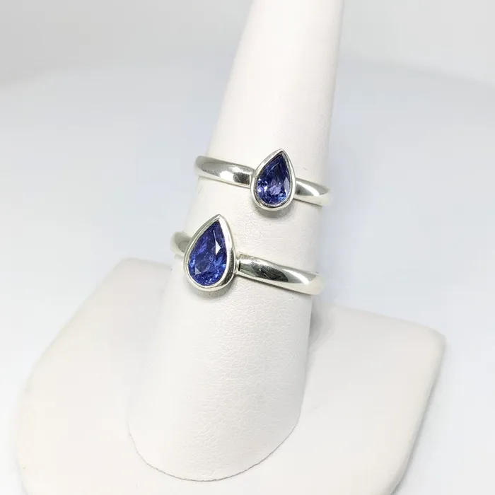 Rings Tanzanite Faceted Teardrop SS Ring Pick Size 2g SK9358 Bliss Crystals