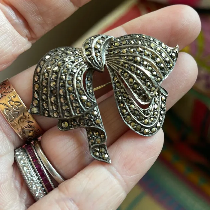 Rings Vintage Paris Jewelry Marcasite Bow Brooch Sterling Silver Vintage