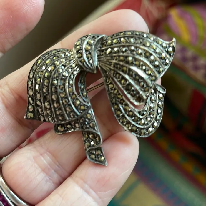 Rings Vintage Paris Jewelry Marcasite Bow Brooch Sterling Silver Vintage