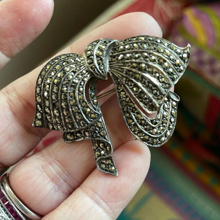 Rings Vintage Paris Jewelry Marcasite Bow Brooch Sterling Silver Vintage
