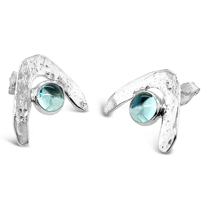 Shannon Russell Jewelry Earrings Boomerang Wave Earrings in Sky Blue Topaz