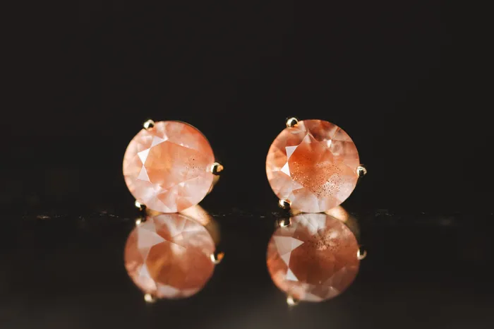 The Sunstone Store Earrings 14k Yellow Gold Oregon Sunstone Stud Earrings