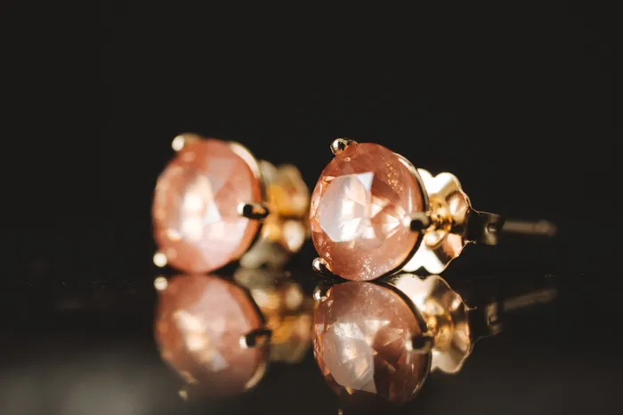 The Sunstone Store Earrings 14k Yellow Gold Oregon Sunstone Stud Earrings