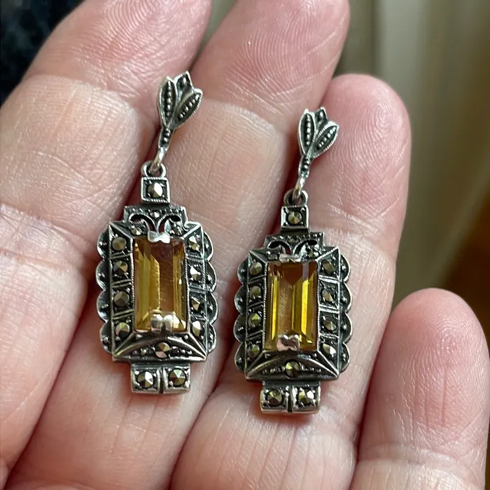 Vintage Paris Jewelry Earrings Marcasite Earrings Sterling Silver Vintage