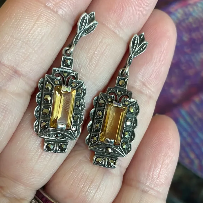 Vintage Paris Jewelry Earrings Marcasite Earrings Sterling Silver Vintage