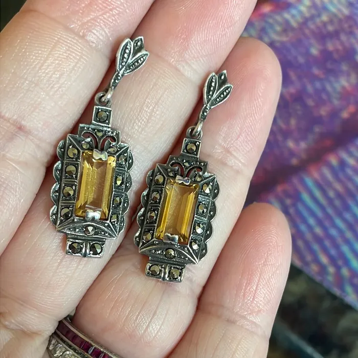 Vintage Paris Jewelry Earrings Marcasite Earrings Sterling Silver Vintage