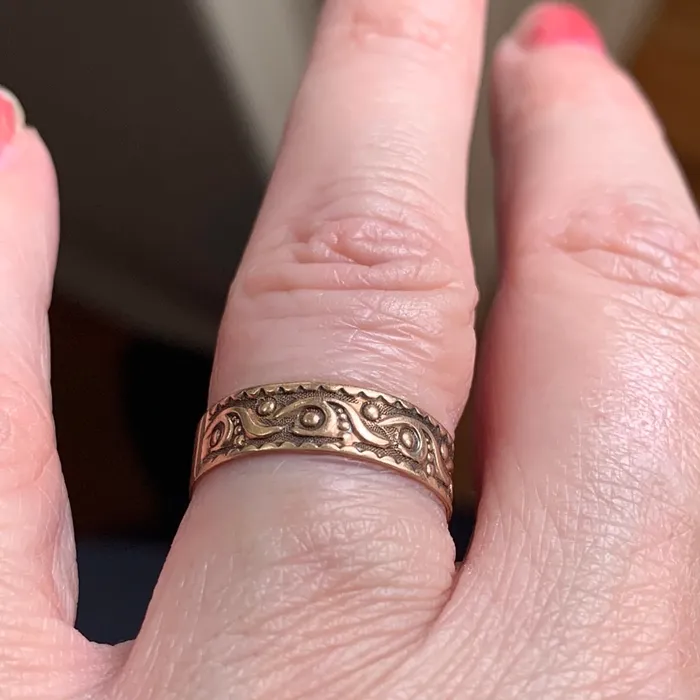 Wavy Cigar Band 10k Gold Antique Love Vintage Paris Rings