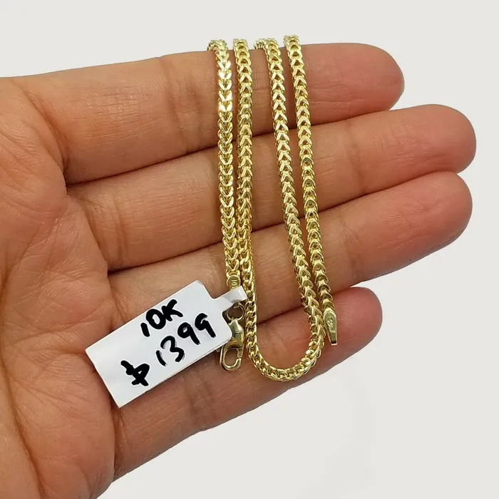 10k Pure Yellow Gold Franco Style Chain Necklace Lobster Clasp 20 25mm Gold and Diamond Necklaces 10k Pure Yellow Gold Franco Style Chain Necklace Lobster Clasp 20 25mm Gold and Diamond Necklaces