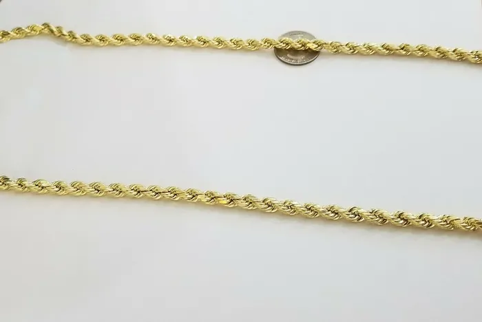 10k REAL Gold Rope Chain 8 mm 28 Yellow gold Necklace Men 10kt diamond cuts globalwatches10 Necklaces