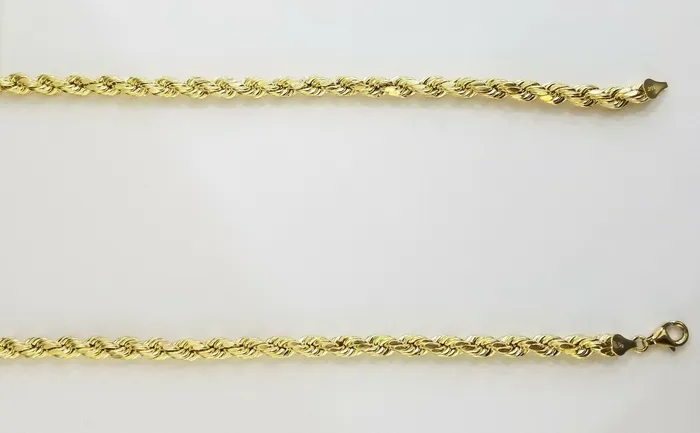 10k REAL Gold Rope Chain 8 mm 28 Yellow gold Necklace Men 10kt diamond cuts globalwatches10 Necklaces