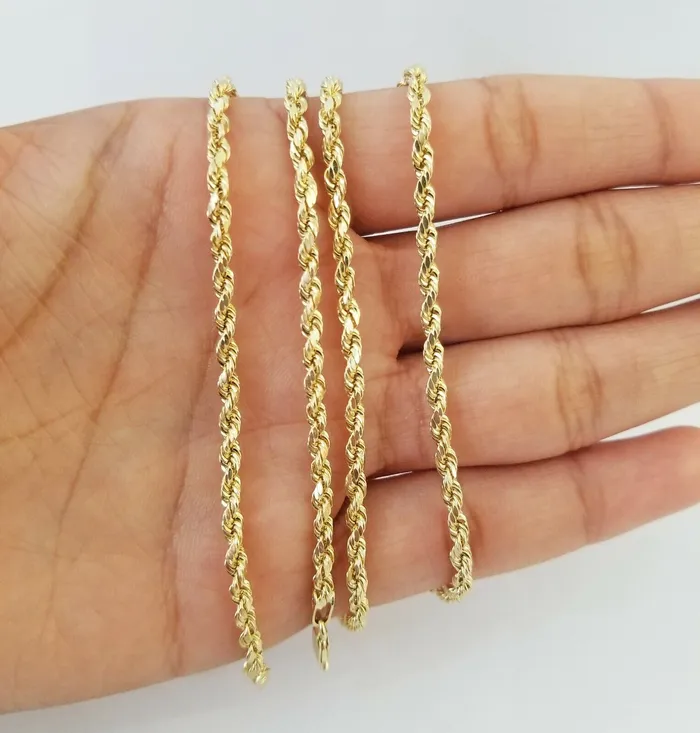 10K Yellow Gold Real Diamond Pillow Charm With 24 3mm gold rope chain Gold and Diamond PreStyled Sets