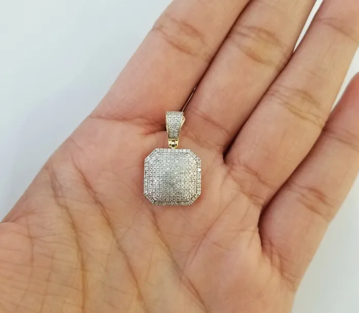 10K Yellow Gold Real Diamond Pillow Charm With 24 3mm gold rope chain Gold and Diamond PreStyled Sets