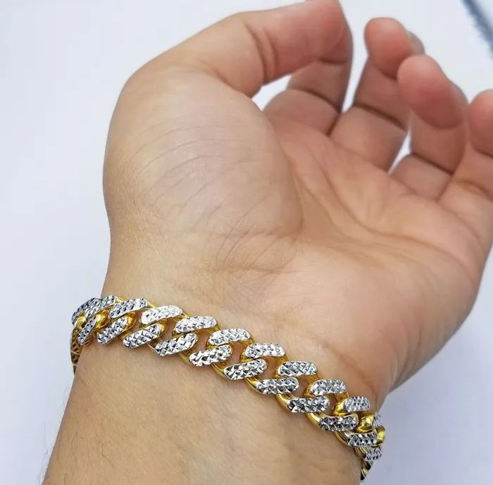10K Yellow Gold Royal Monaco Cuban Bracelet 85mm Long Diamond Cut 85 Gold and Diamond Bracelets 10K Yellow Gold Royal Monaco Cuban Bracelet 85mm Long Diamond Cut 85 Gold and Diamond Bracelets