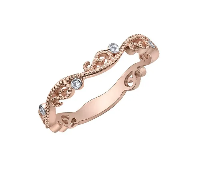 10kt Rose Gold Diamond Stackable Ring Chi Chi Designs Rings 10kt Rose Gold Diamond Stackable Ring Chi Chi Designs Rings