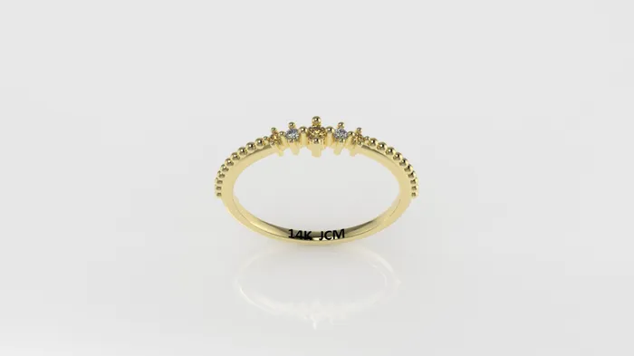 14K Band Ring with 5 STONES STTProng FILIGREE Jcm 21 jewelry Rings