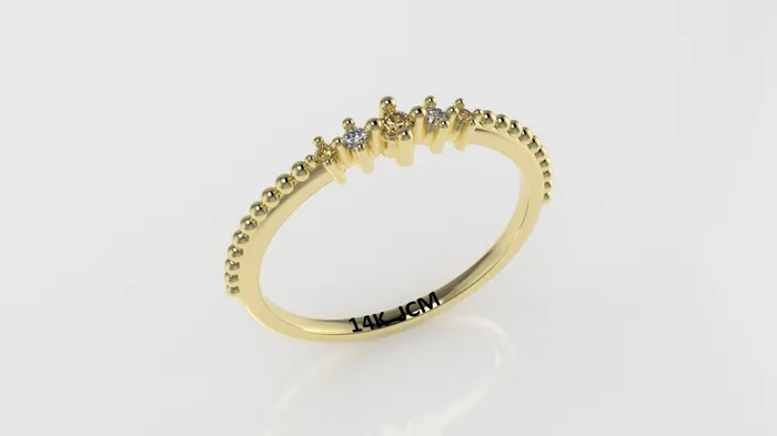 14K Band Ring with 5 STONES STTProng FILIGREE Jcm 21 jewelry Rings