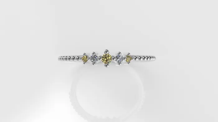 14K Band Ring with 5 STONES STTProng FILIGREE Jcm 21 jewelry Rings