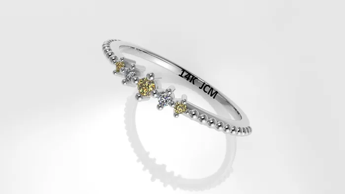 14K Band Ring with 5 STONES STTProng FILIGREE Jcm 21 jewelry Rings