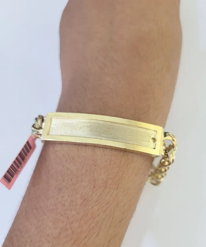 14k Chino ID Bracelet Yellow Gold Size 85 Inches Box Lock Real 14kt Gold and Diamond Bracelets