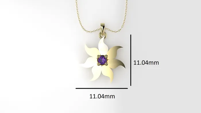 14K Pendant with 1 Amethyst 2mm includes 18 inch Chain 7 point star 4 Prongs JCM DESIGN JEWELRY Necklaces