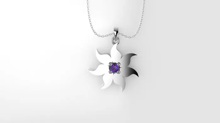 14K Pendant with 1 Amethyst 2mm includes 18 inch Chain 7 point star 4 Prongs JCM DESIGN JEWELRY Necklaces