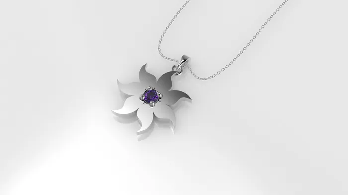14K Pendant with 1 Amethyst 2mm includes 18 inch Chain 7 point star 4 Prongs JCM DESIGN JEWELRY Necklaces