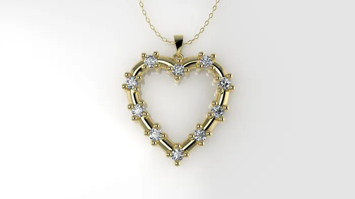 14K Pendant with 10 Diamonds STT Prong Heart Style JCM DESIGN JEWELRY Necklaces 14K Pendant with 10 Diamonds STT Prong Heart Style JCM DESIGN JEWELRY Necklaces