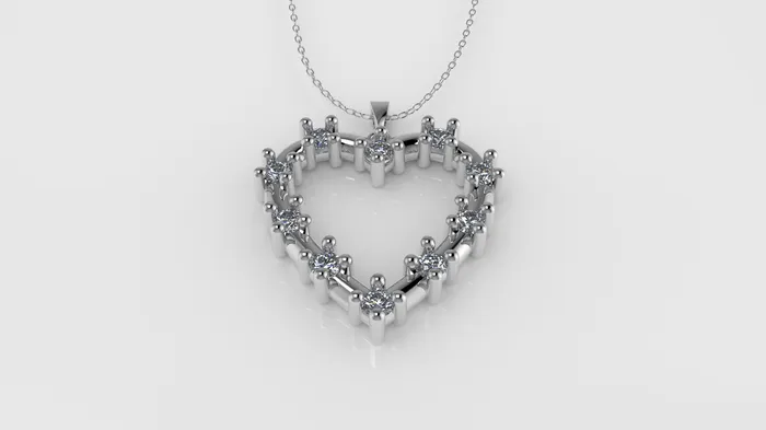 14K Pendant with 10 Diamonds STT Prong Heart Style JCM DESIGN JEWELRY Necklaces
