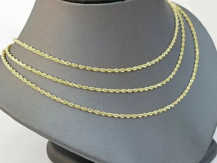 14K Solid Yellow Gold Rope Chain Diamond Cut 2mm 18 20 22 24 26 28 30 Gold and Diamond Rings 14K Solid Yellow Gold Rope Chain Diamond Cut 2mm 18 20 22 24 26 28 30 Gold and Diamond Rings