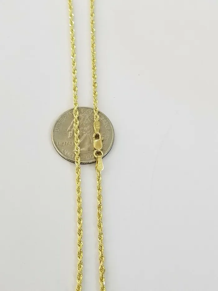 14K Solid Yellow Gold Rope Chain Diamond Cut 2mm 18 20 22 24 26 28 30 Gold and Diamond Rings