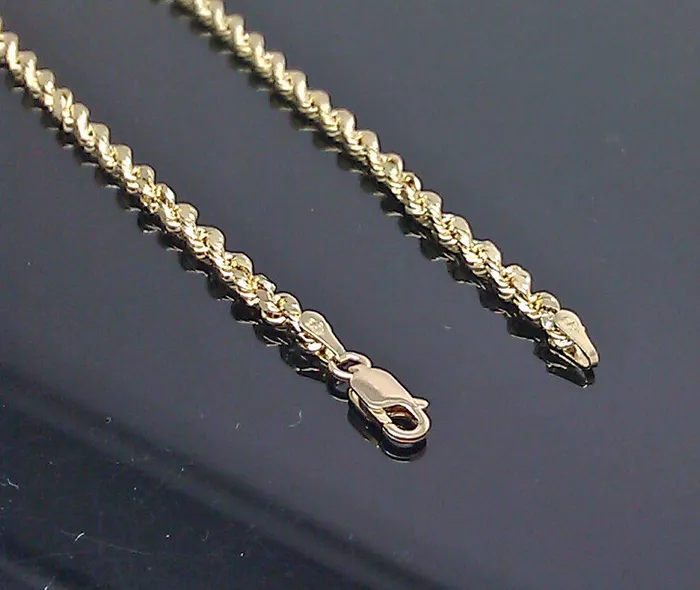 14K Solid Yellow Gold Rope Chain Diamond Cut 2mm 18 20 22 24 26 28 30 Gold and Diamond Rings