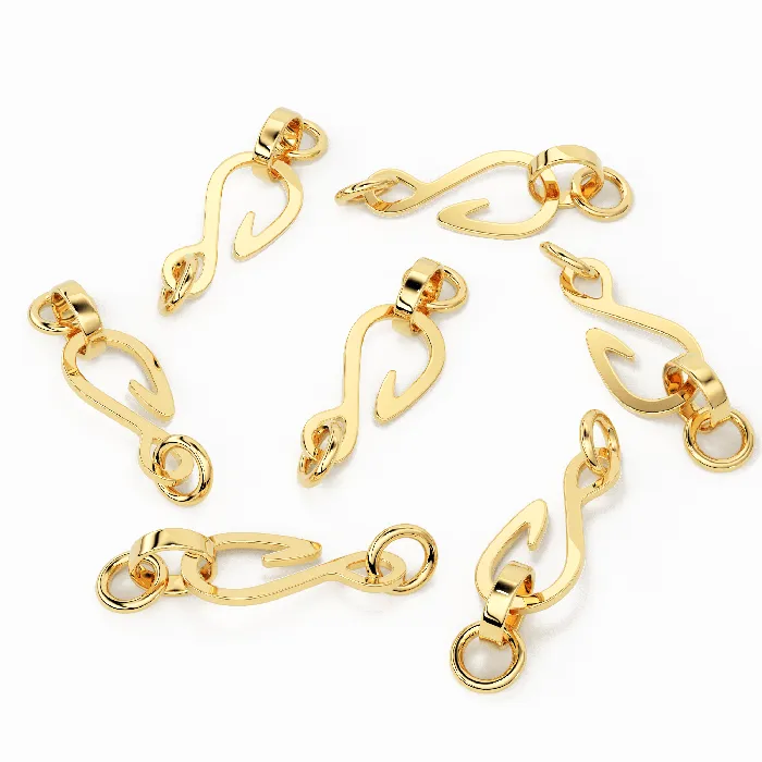 18k Gold Fishing Hook Clasp 21mm total length Solid 18 Carat Gold Jalvi Co PreStyled Sets