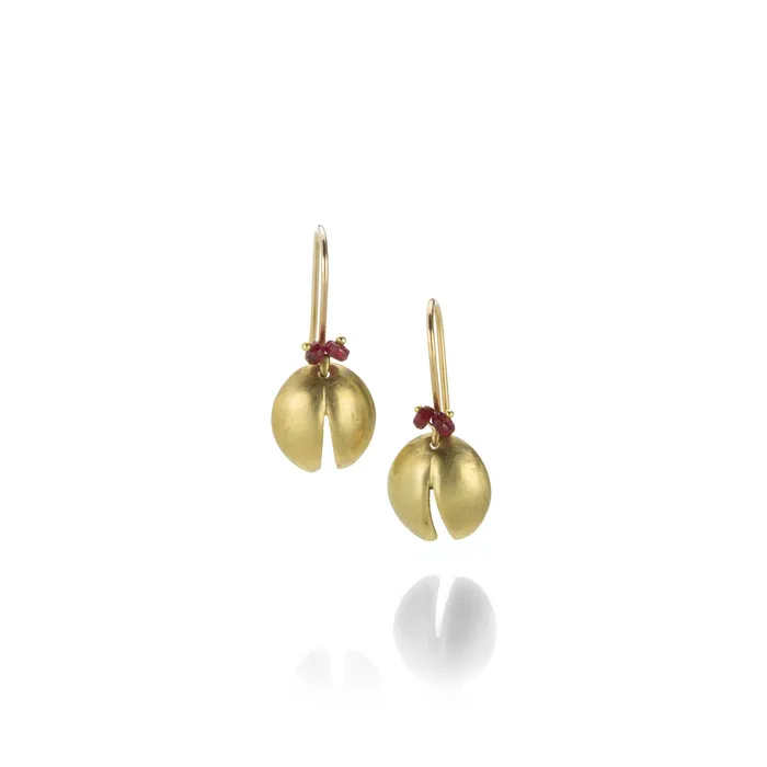 18k Lady Bug Earrings with Ruby Eyes Annette Ferdinandsen Earrings
