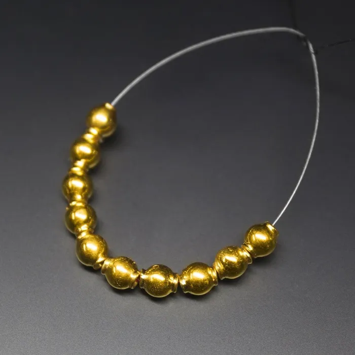 18k Solid Gold Tribal Handmade Lantern Jewelry Spacer Beads 4mm x 45mm 2 strand 10pc Jalvi Co PreStyled Sets