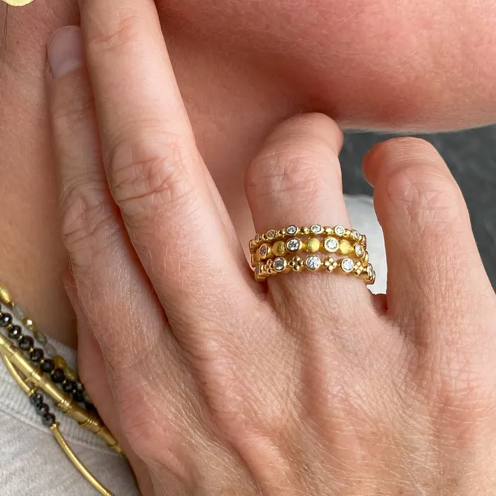 18K Yellow Gold Quad Ring with Diamonds Barbara Heinrich Rings