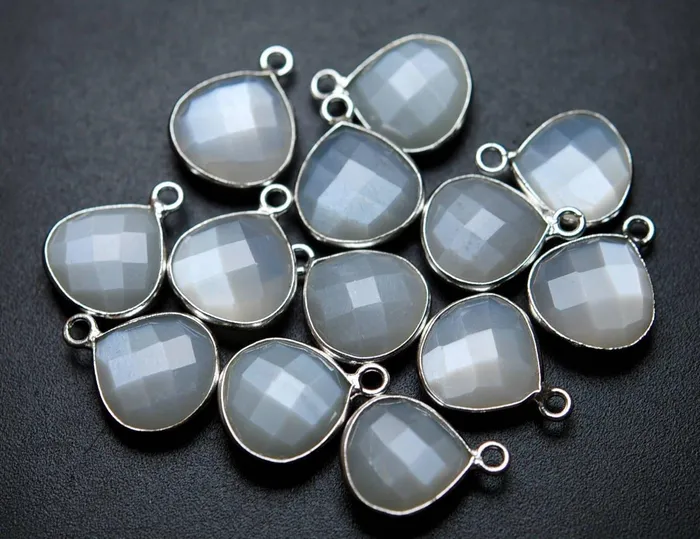 925 Sterling Silver Natural Grey Moonstone Faceted Heart Shape Pendent 2 Piece Of 14mm Approx Beads Supplies USA Necklaces 925 Sterling Silver Natural Grey Moonstone Faceted Heart Shape Pendent 2 Piece Of 14mm Approx Beads Supplies USA Necklaces
