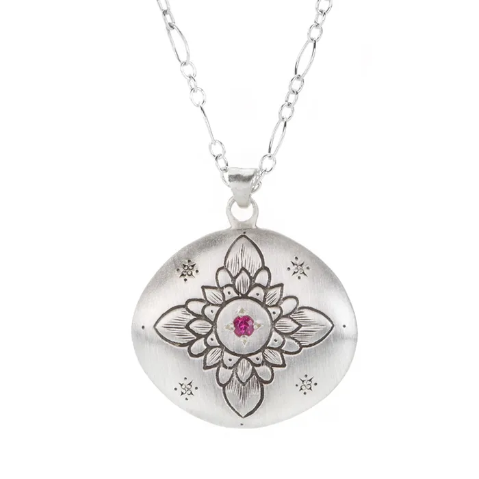 Adel Chefridi Necklaces Pink Sapphire Lotus Pendant Necklace