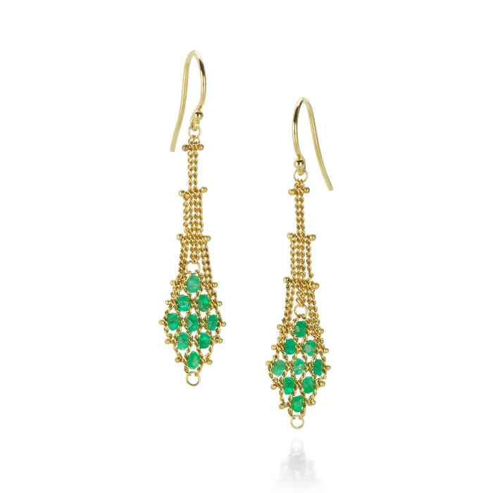 Amali Earrings Emerald Textile Drop Earrings